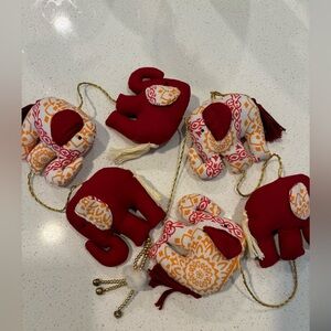 6 Piece Maroon & Orange Elephant Garland Decor